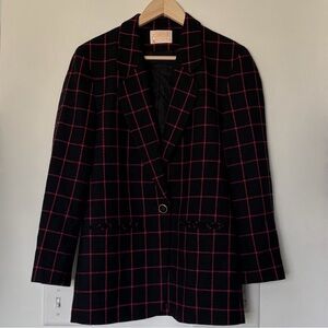 Vintage Pendleton Black Blazer with Pink Windowpane